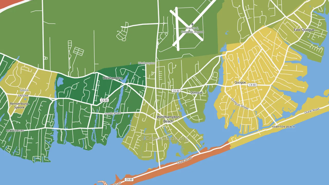 Westhampton Beach, NY Map of Murder Rates