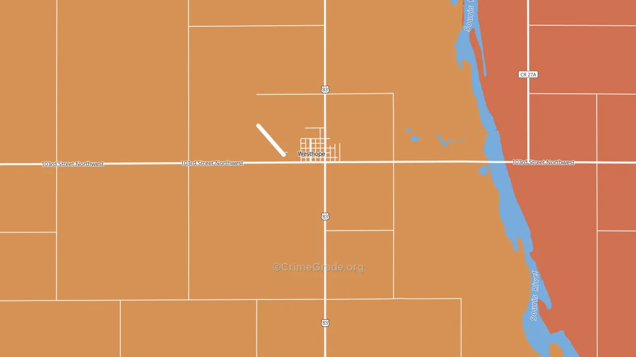 Westhope, ND Map of Murder Rates