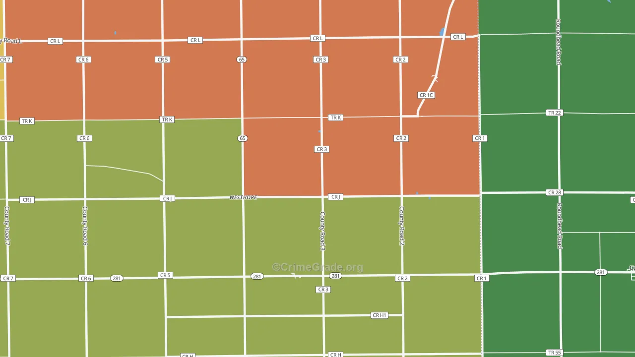 Westhope, OH Map of Murder Rates