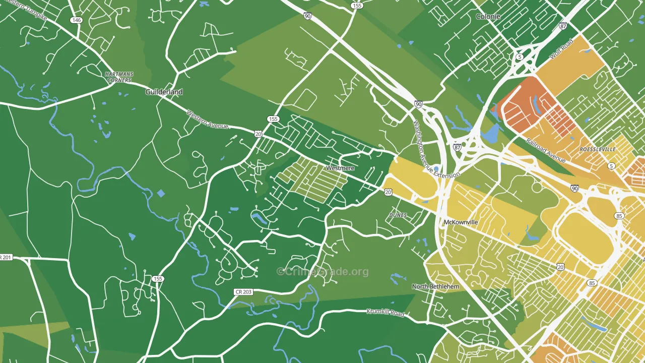 Westmere, NY Map of Murder Rates