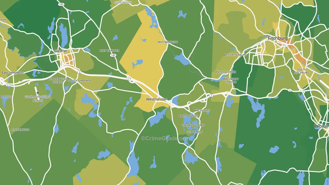 Westminster, MA Map of Murder Rates
