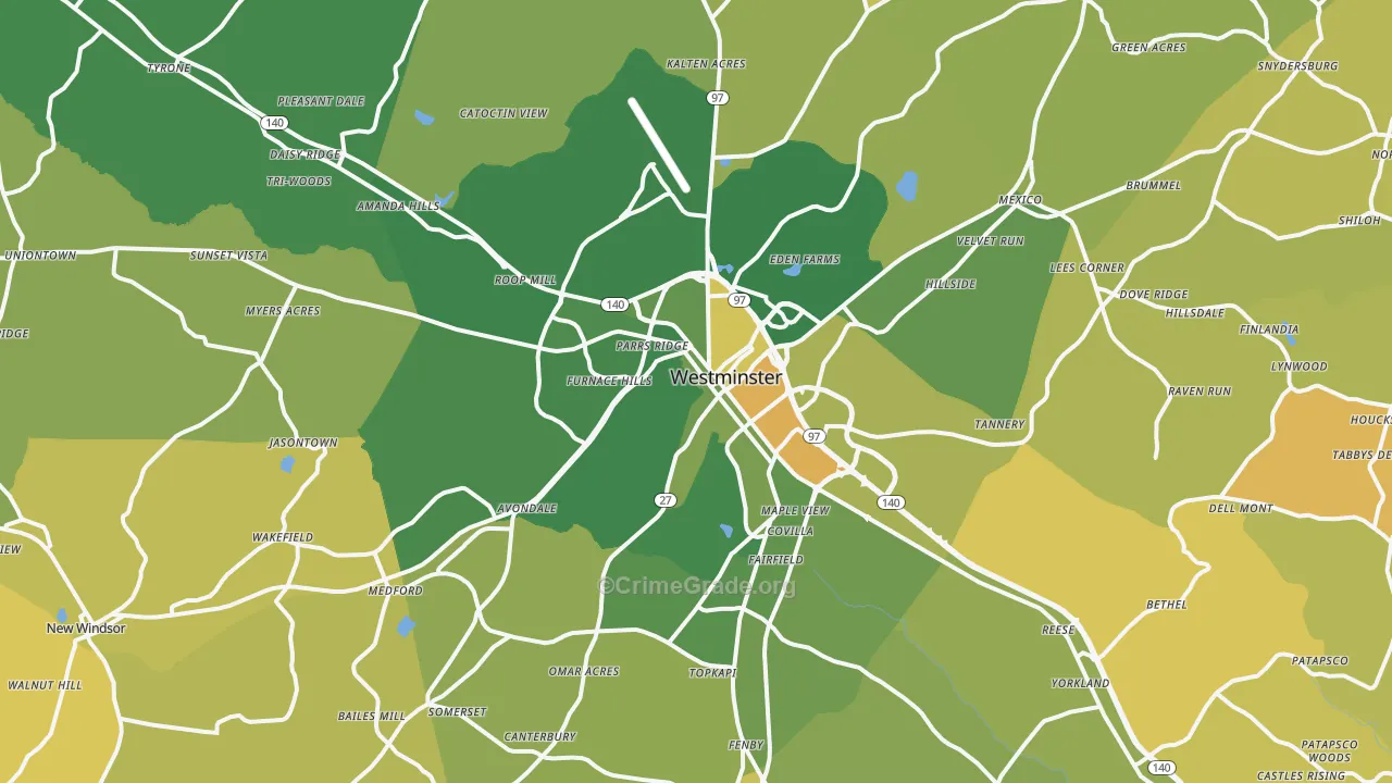 Westminster, MD Map of Murder Rates