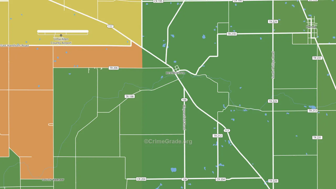 Westminster, OH Map of Murder Rates