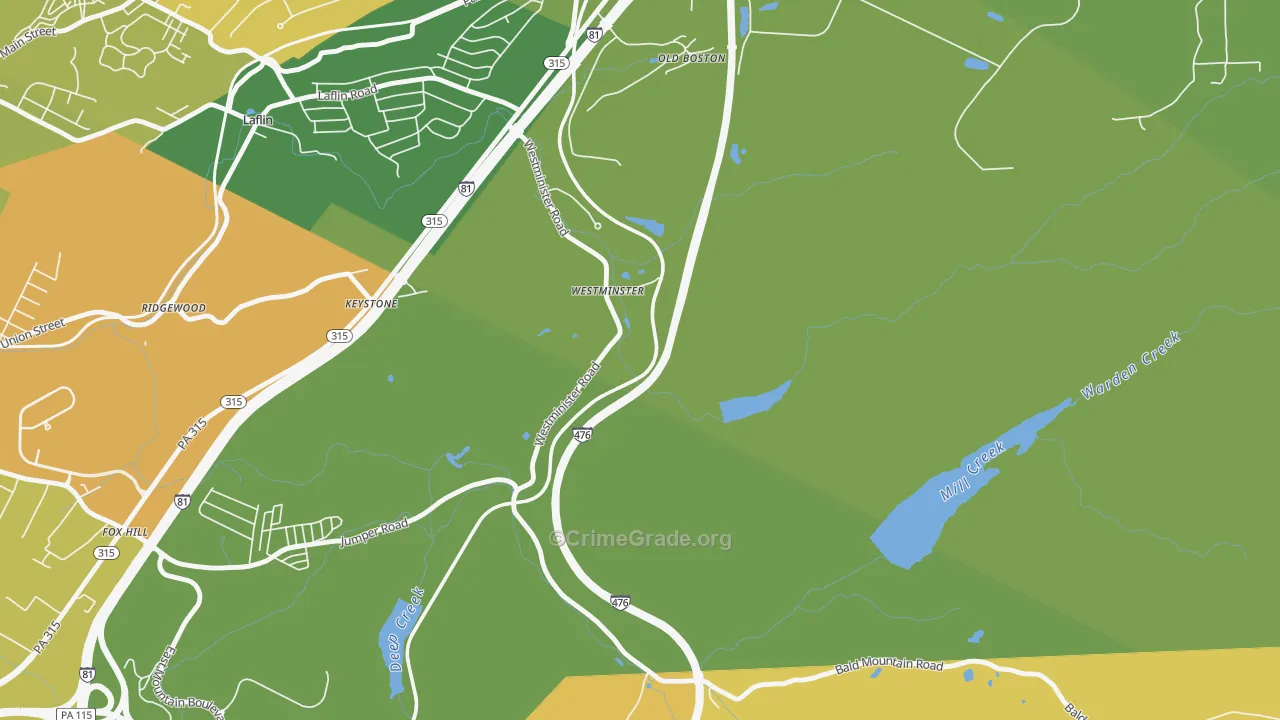 Westminster, PA Map of Murder Rates