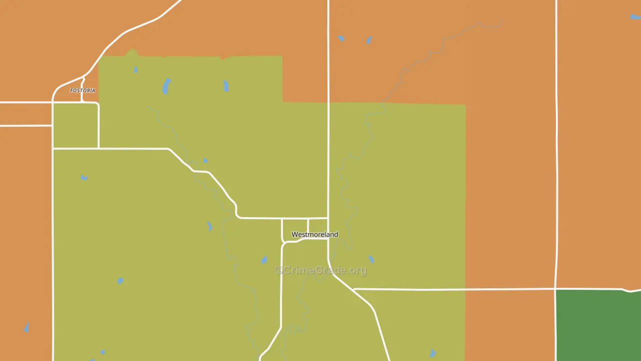 Westmoreland, KS Map of Murder Rates