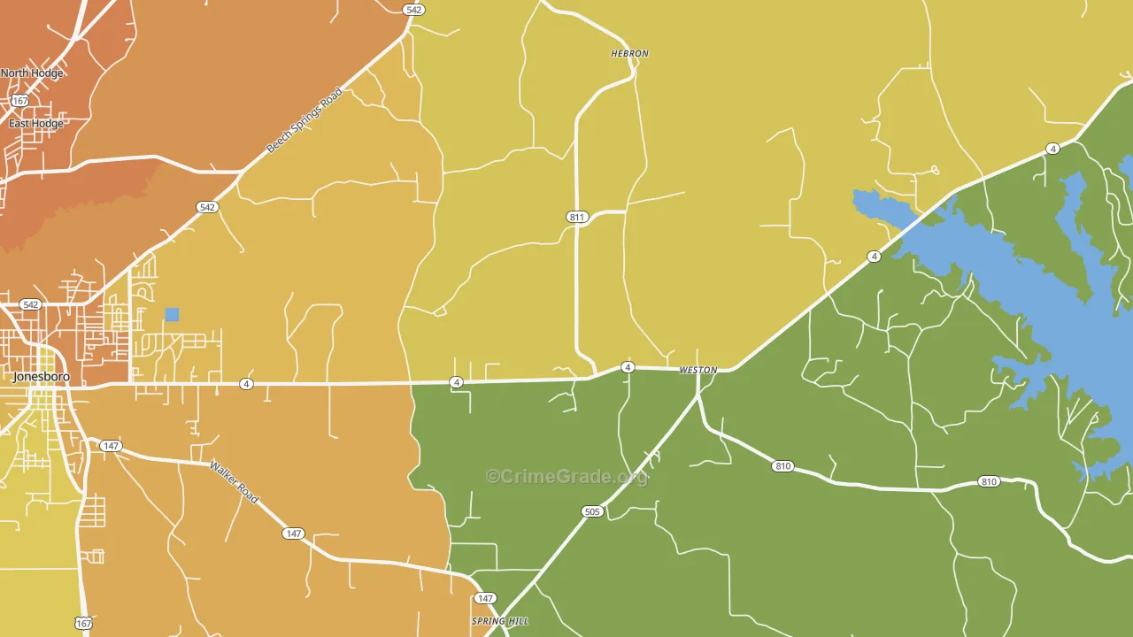 Weston, LA Map of Murder Rates
