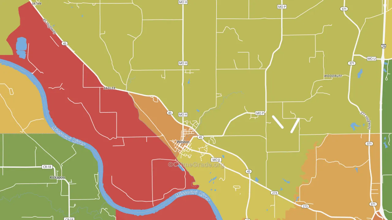 Weston, MO Map of Murder Rates