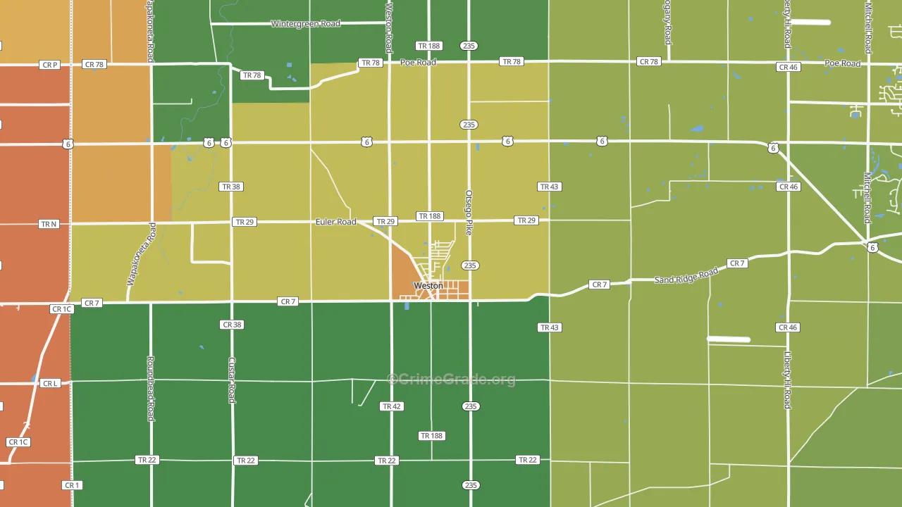 Weston, OH Map of Murder Rates