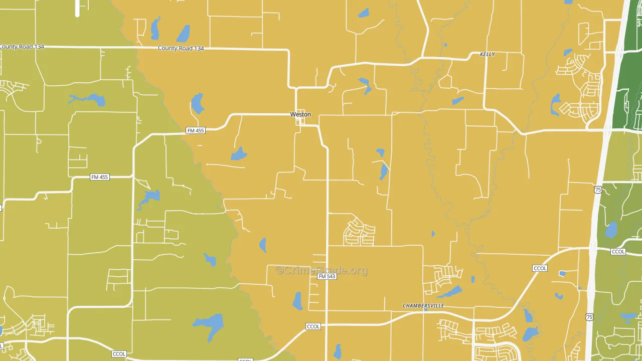 Weston, TX Map of Murder Rates