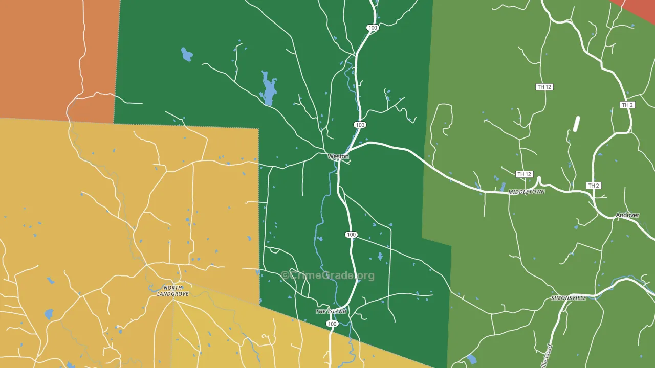 Weston, VT Map of Murder Rates