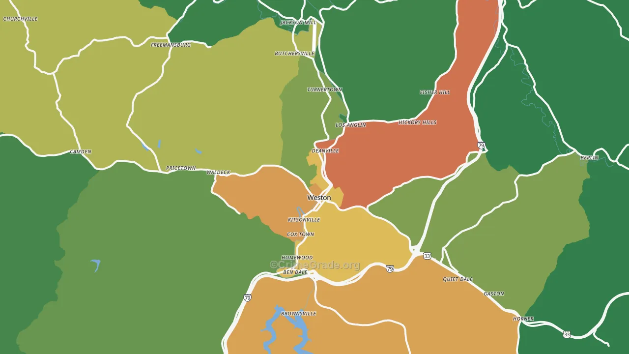Weston, WV Map of Murder Rates