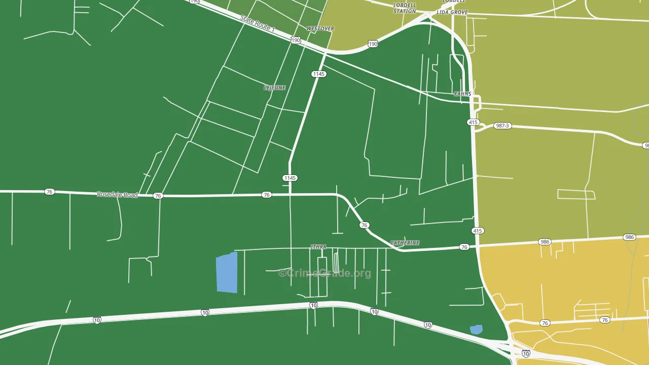 Westover, LA Map of Murder Rates