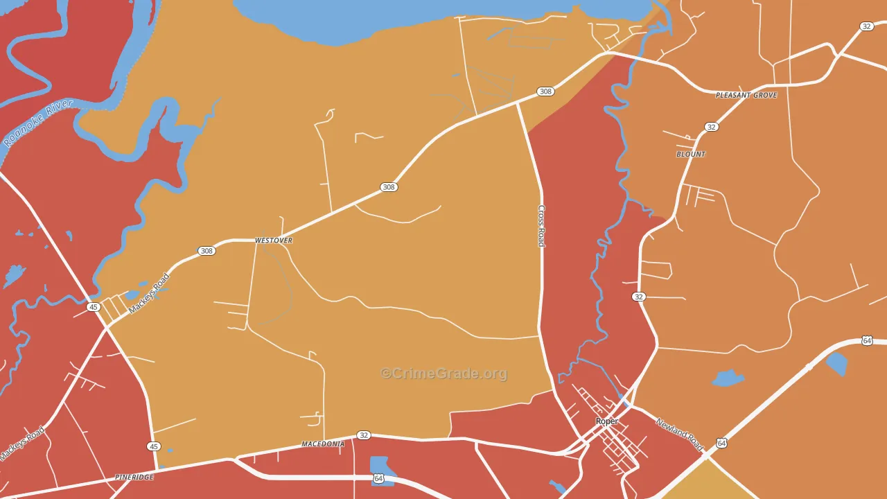 Westover, NC Map of Murder Rates