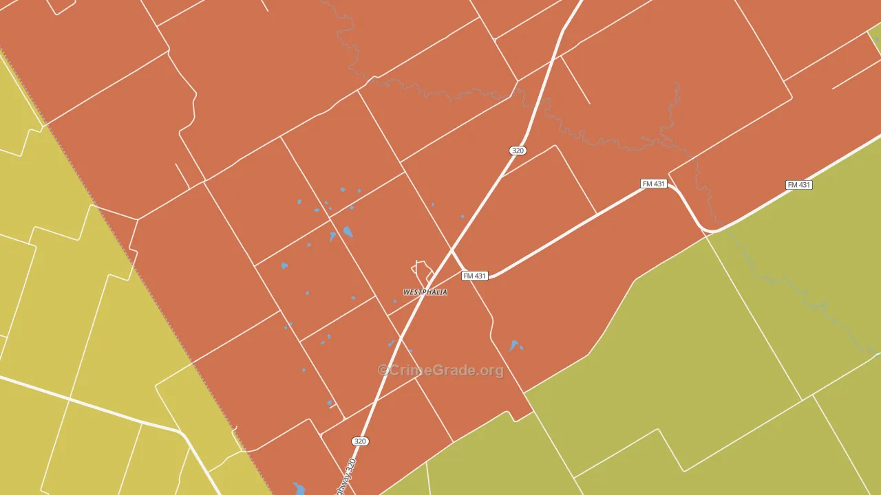 Westphalia, TX Map of Murder Rates