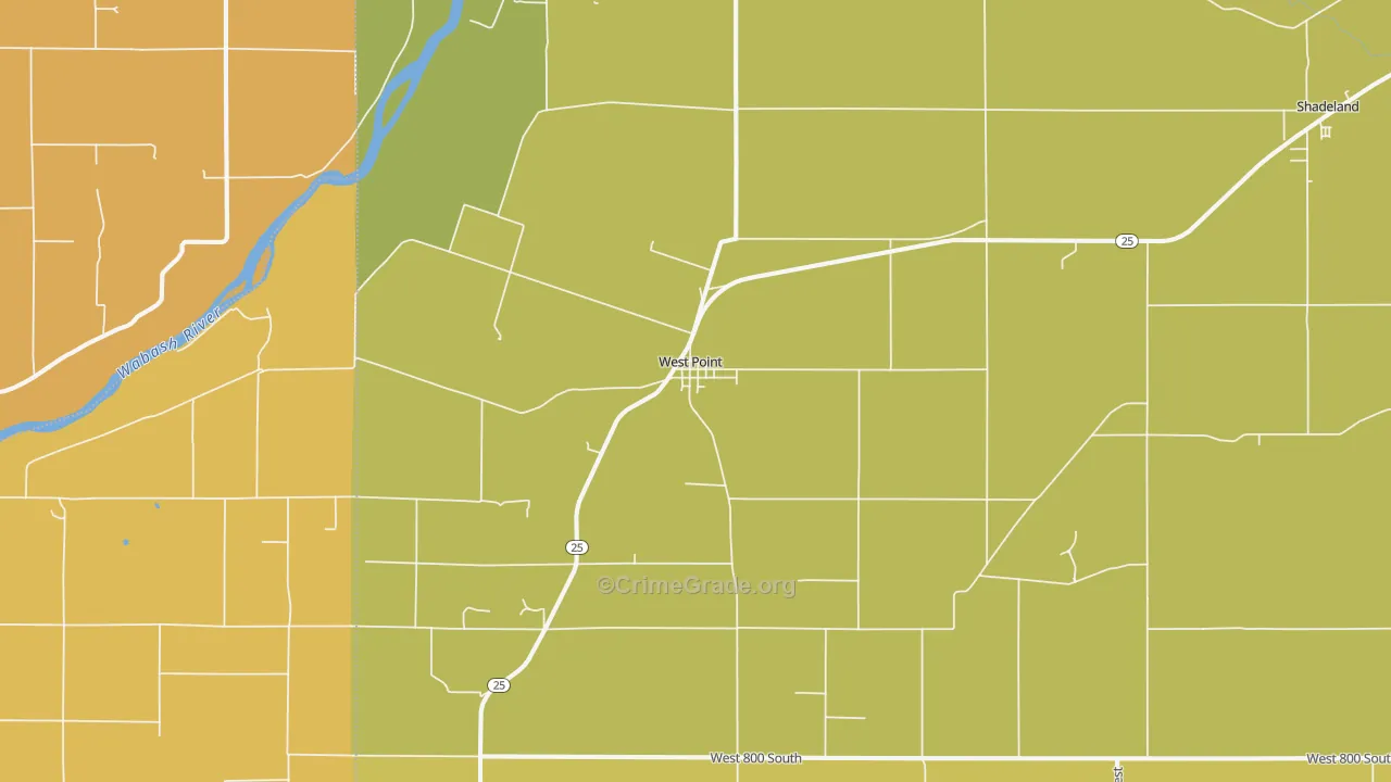 Westpoint, IN Map of Murder Rates