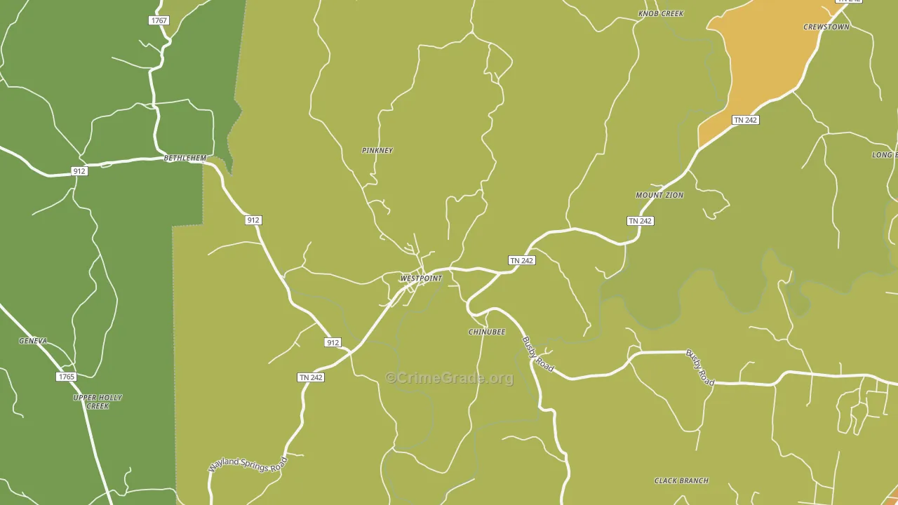 Westpoint, TN Map of Murder Rates