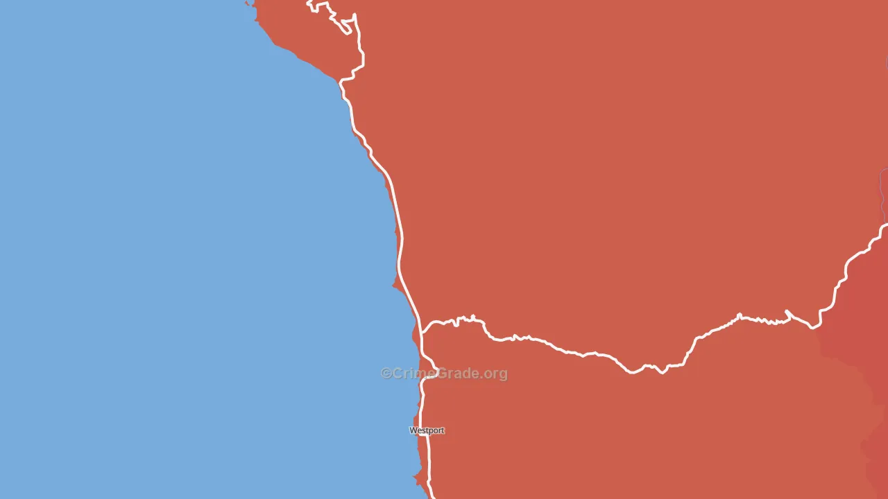 Westport, CA Map of Murder Rates