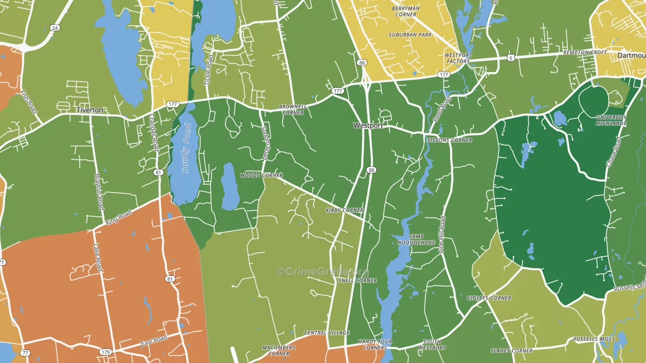 Westport, MA Map of Murder Rates