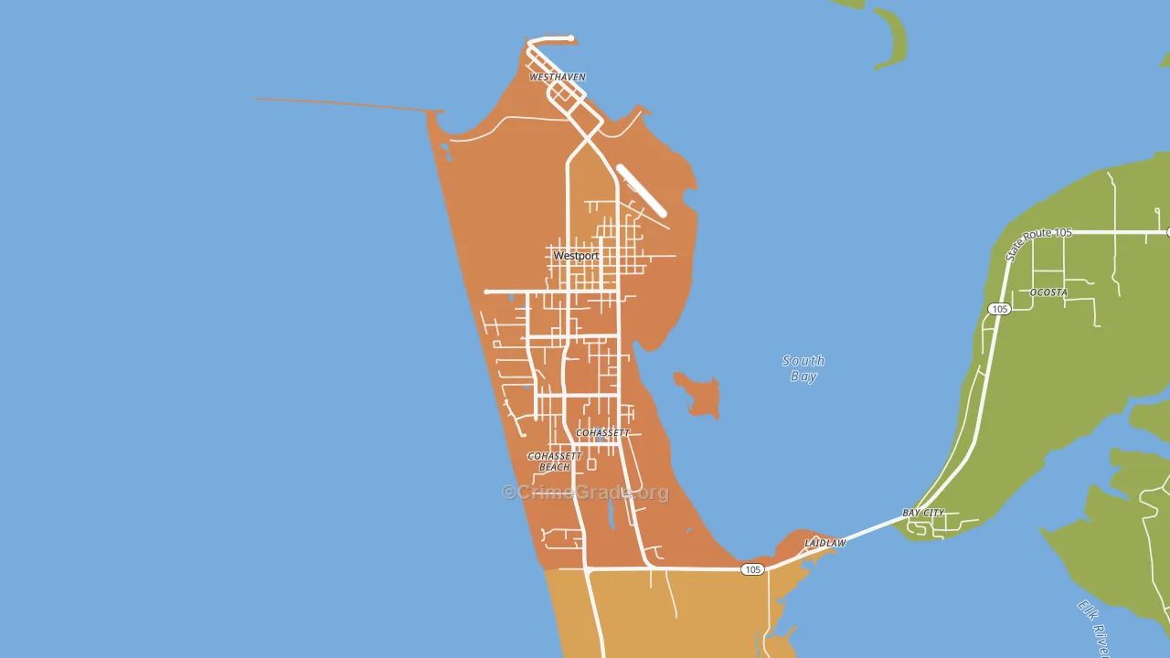 Westport, WA Map of Murder Rates