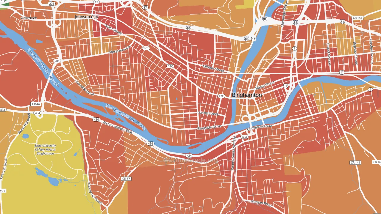 Westside, Binghamton, NY Map of Murder Rates