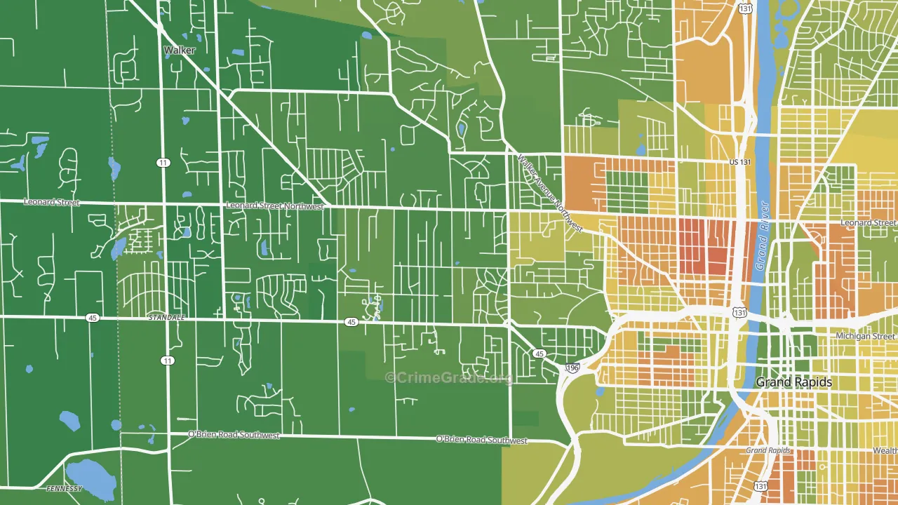 Westside, Grand Rapids, MI Map of Murder Rates