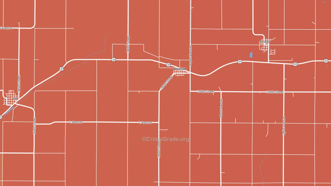 Westside, IA Map of Murder Rates