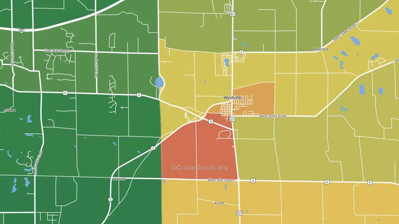 Westville, IN Map of Murder Rates