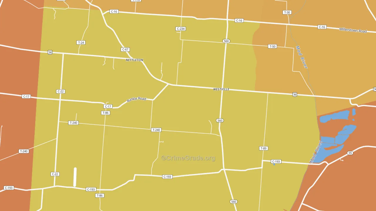 Westville, OH Map of Murder Rates