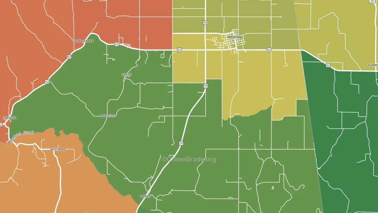 Westville, OK Map of Murder Rates