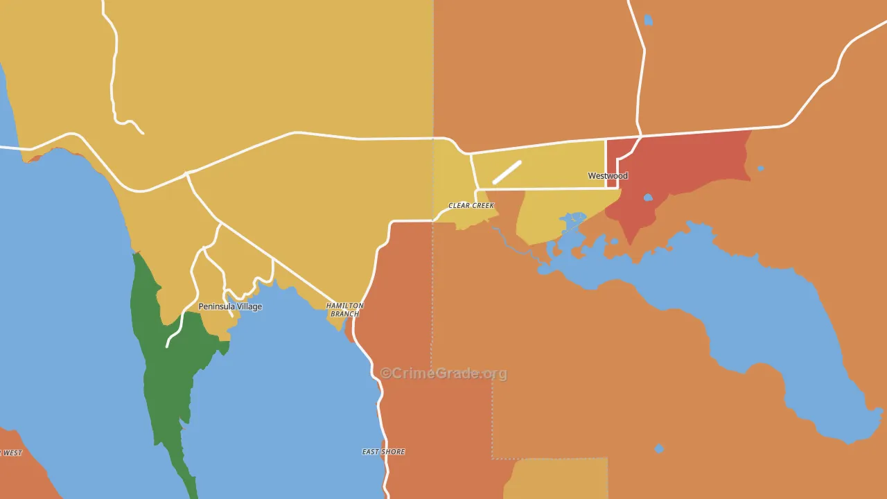 Westwood, CA Map of Murder Rates