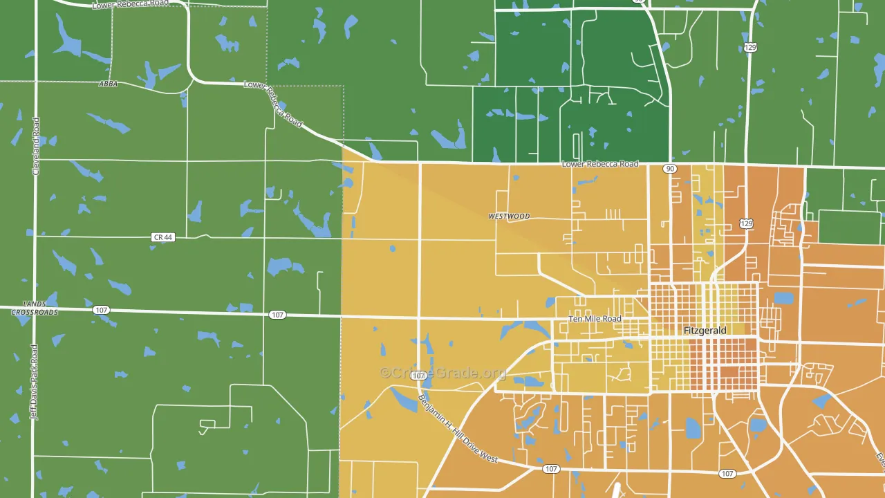 Westwood, GA Map of Murder Rates