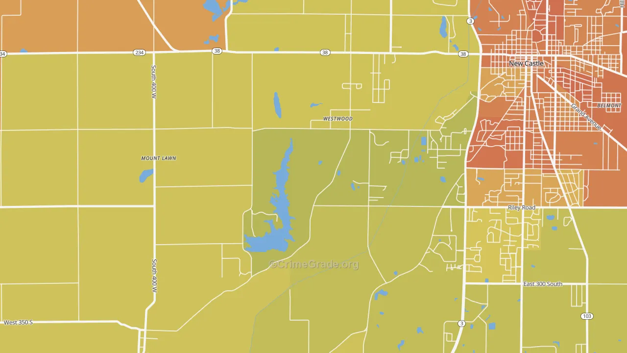 Westwood, IN Map of Murder Rates