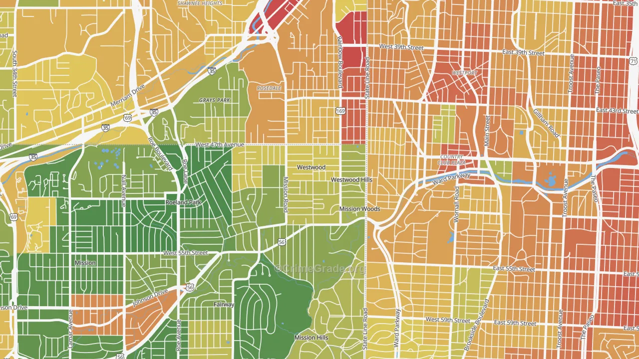 Westwood, KS Map of Murder Rates