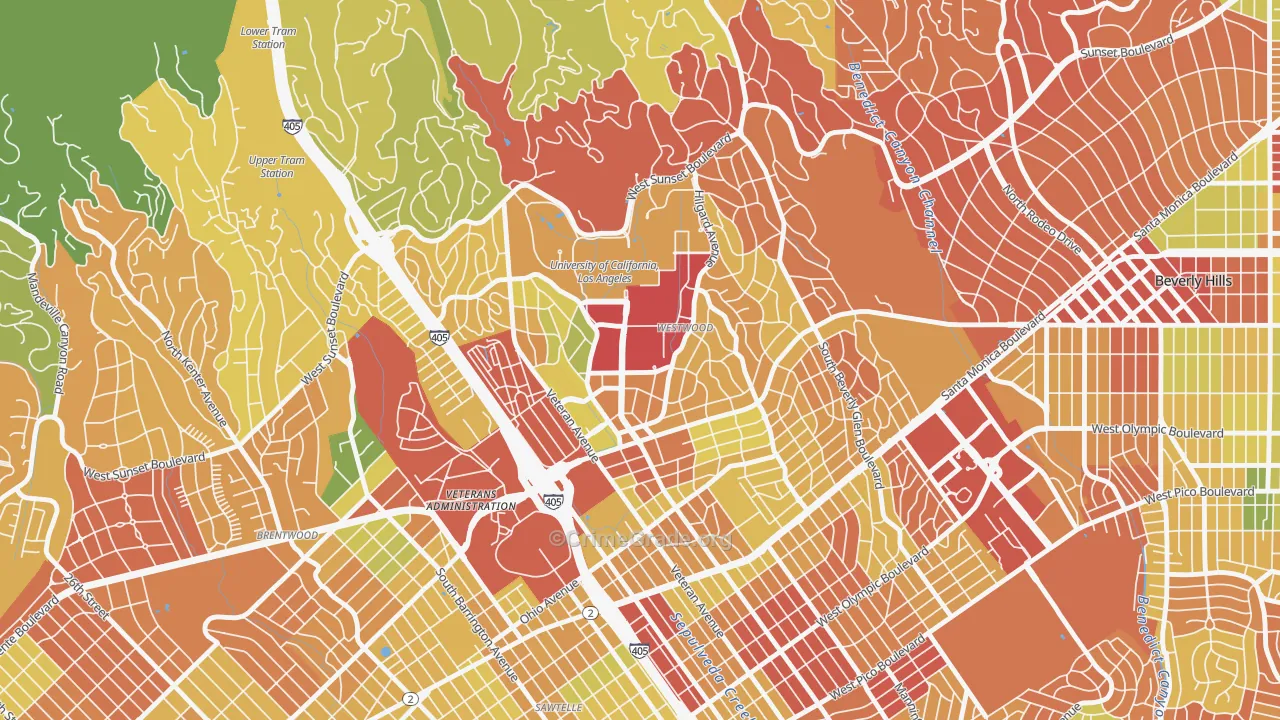 Westwood, Los Angeles, CA Map of Murder Rates