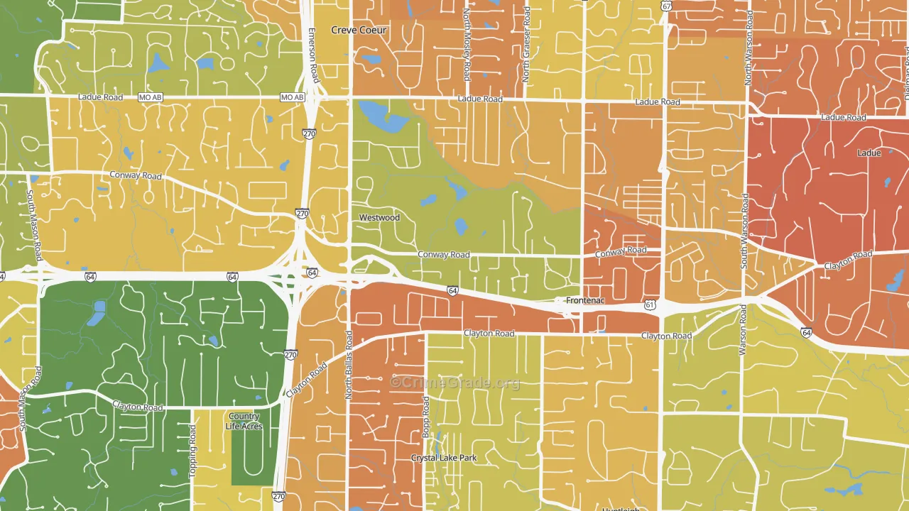 Westwood, MO Map of Murder Rates