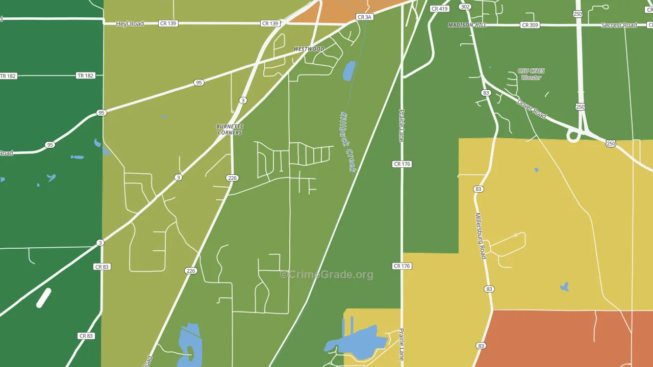 Westwood, OH Map of Murder Rates