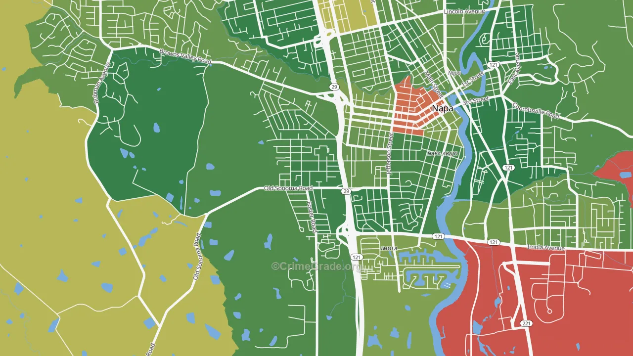 Westwood-San Francisco, Napa, CA Map of Murder Rates