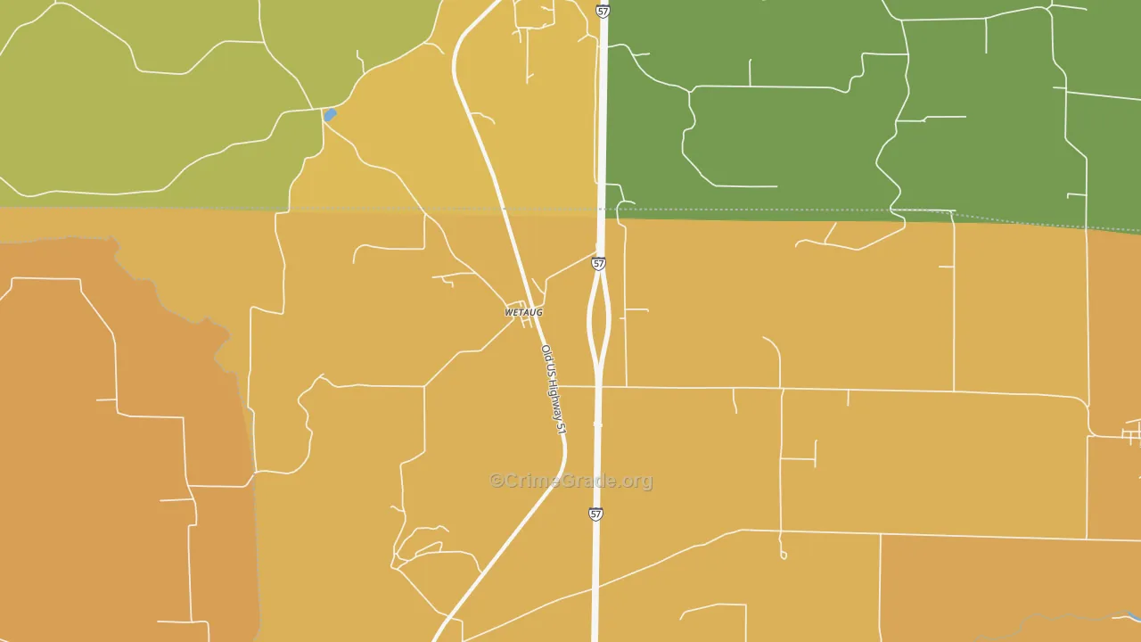 Wetaug, IL Map of Murder Rates