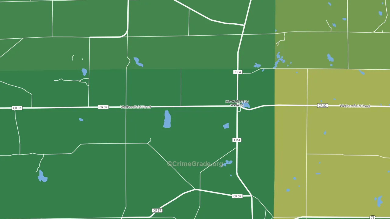 Wethersfield Springs, NY Map of Murder Rates