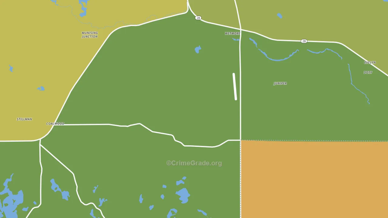 Wetmore, MI Map of Murder Rates