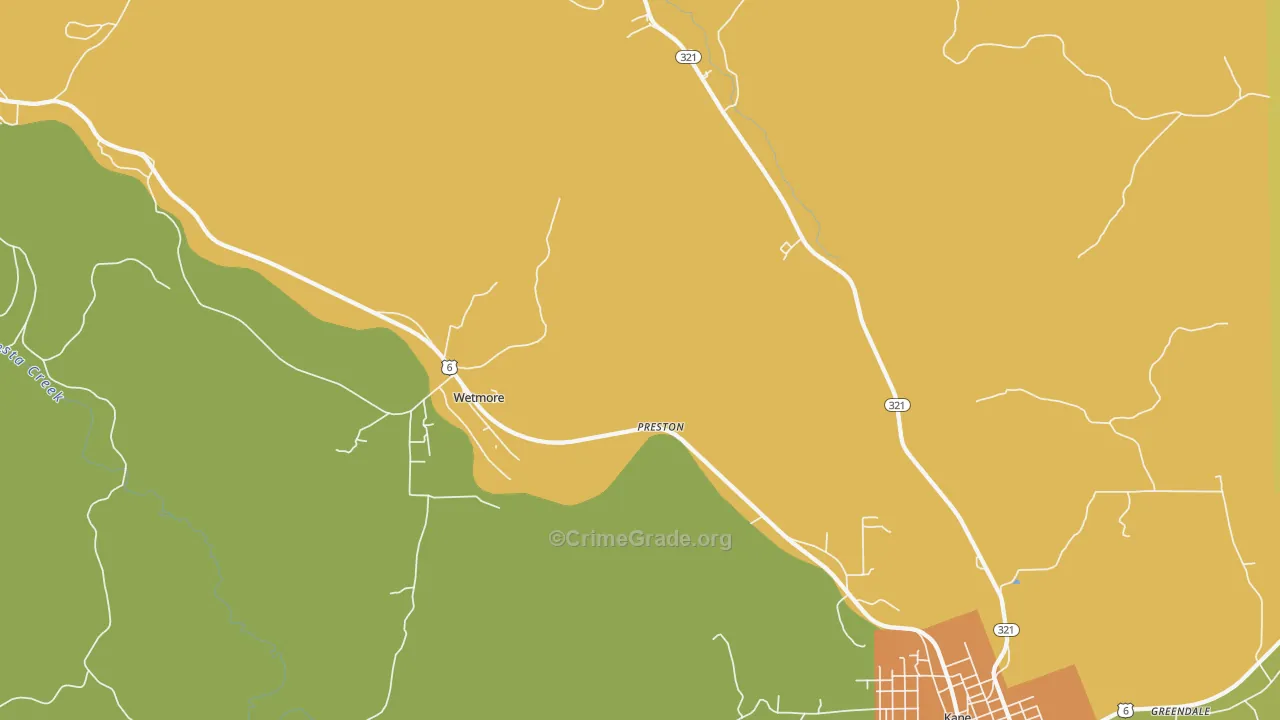 Wetmore, PA Map of Murder Rates
