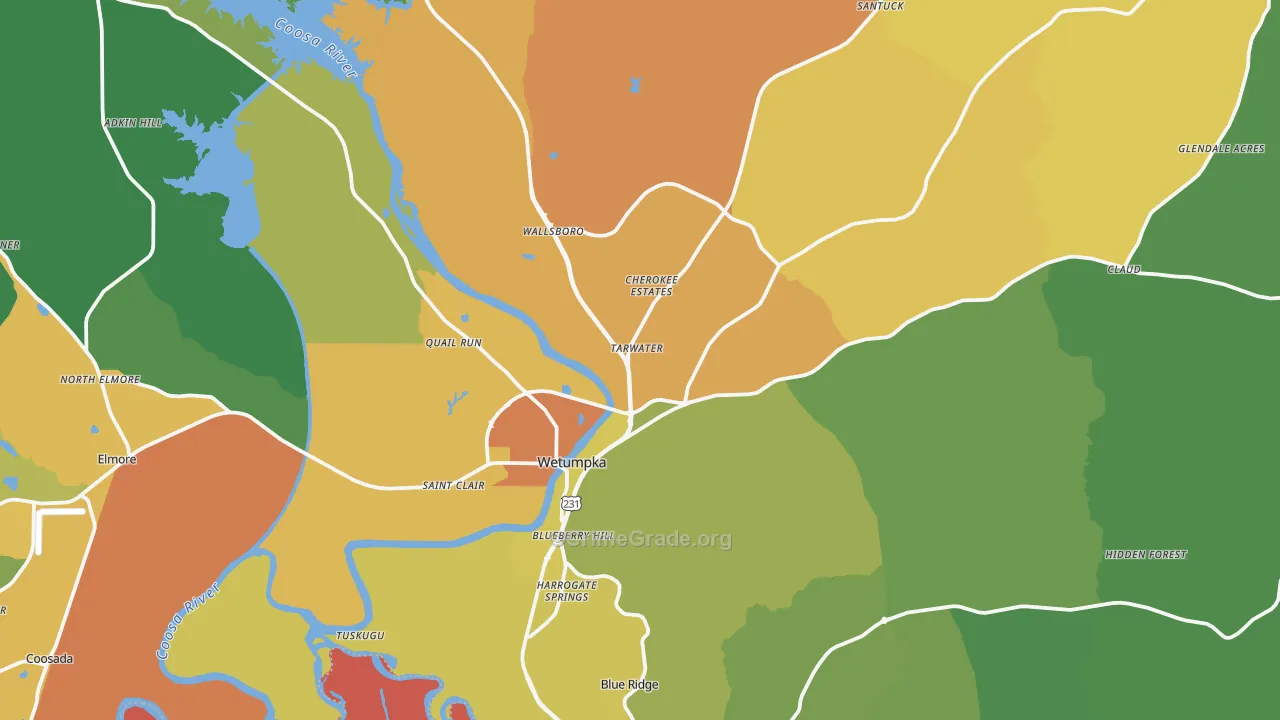 Wetumpka, AL Map of Murder Rates