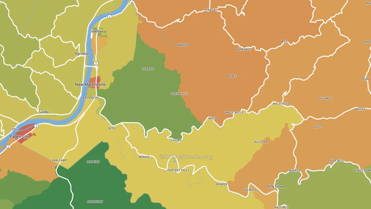 Wetzel County, WV Map of Murder Rates