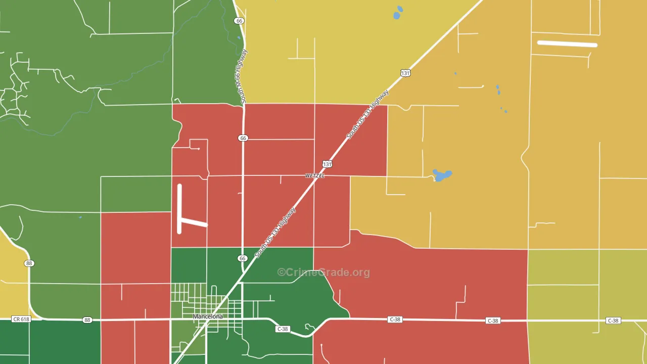 Wetzel, MI Map of Murder Rates