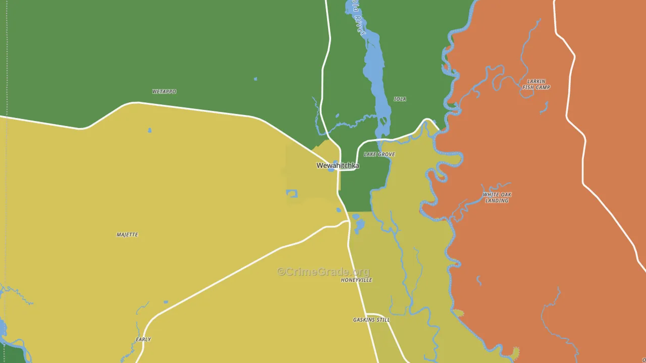 Wewahitchka, FL Map of Murder Rates