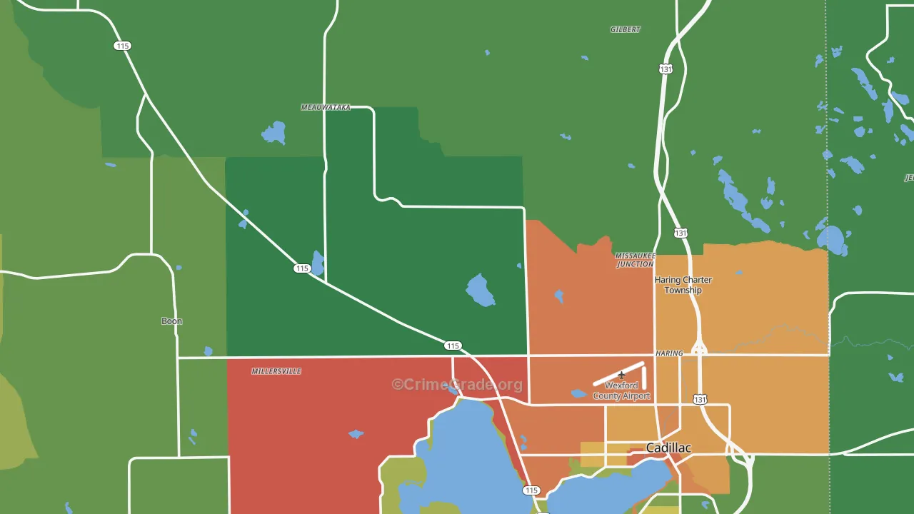 Wexford County, MI Map of Murder Rates