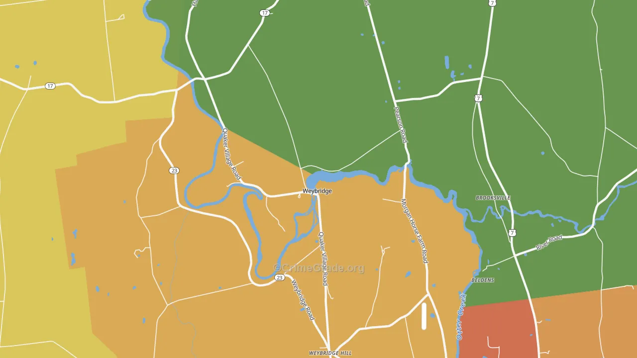 Weybridge, VT Map of Murder Rates