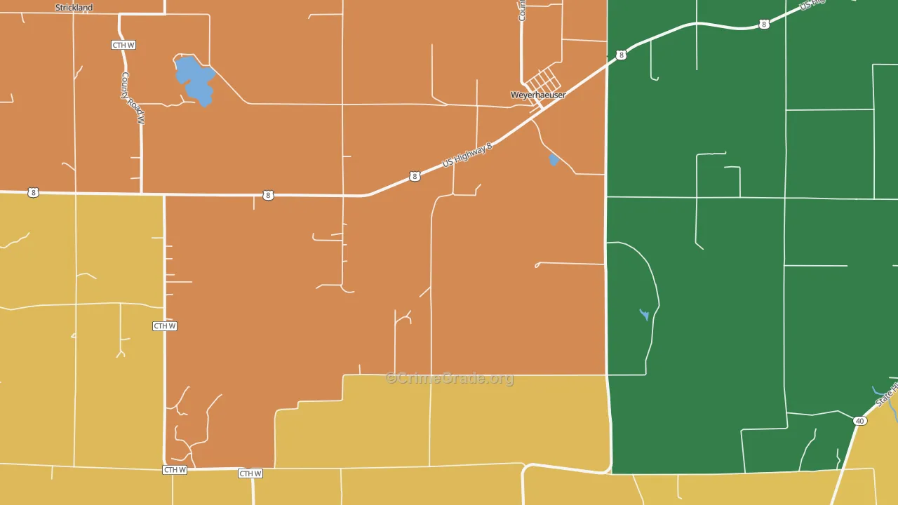 Weyerhaeuser, WI Map of Murder Rates