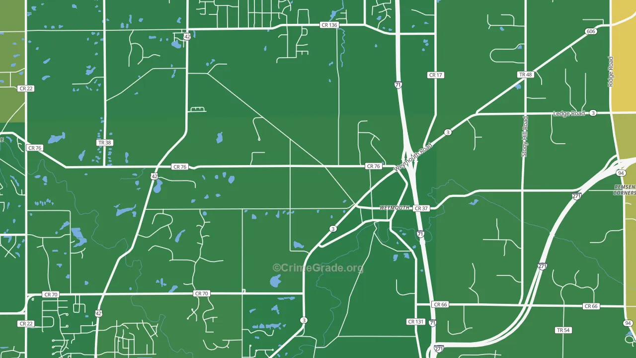 Weymouth, OH Map of Murder Rates