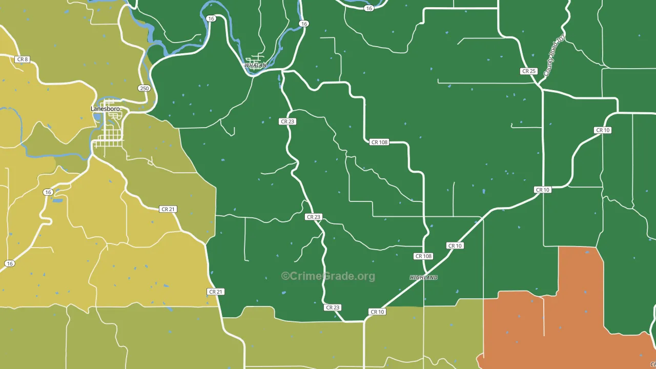 Whalan, MN Map of Murder Rates
